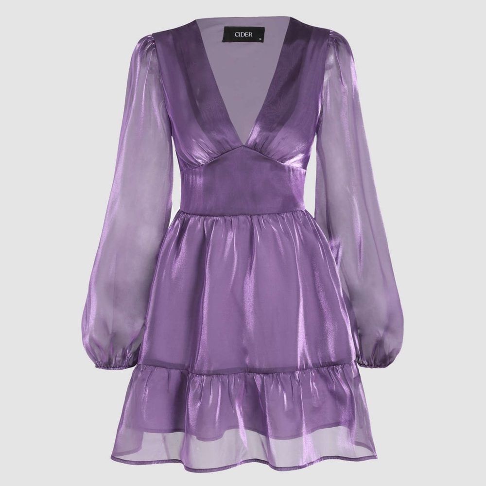 Solid Mesh V-Neck Short Dress